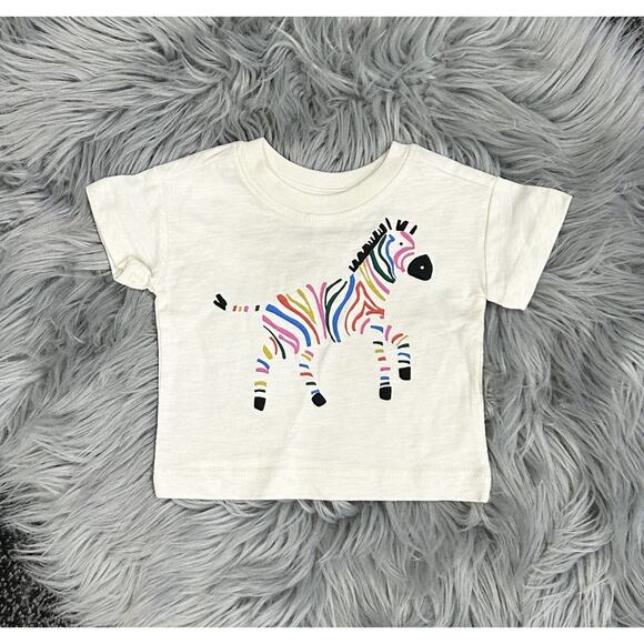 Hanna Anderson Baby Ivory Short Sleeve Rainbow Zebra Graphic T Shirt 0-3mos‎ - Picture 1 of 2